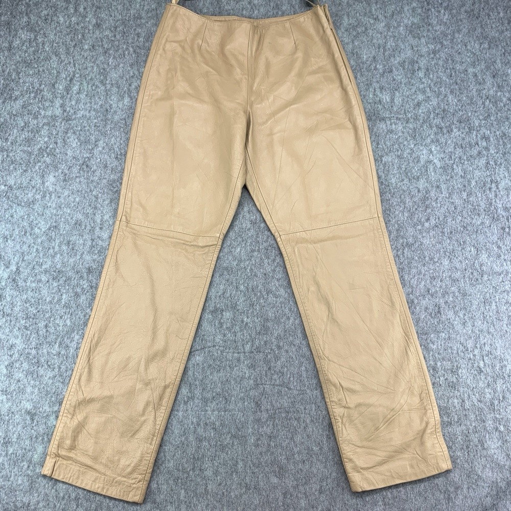 Hugo Buscati Pants Womens Sz 10 PETITE (28x27) Leather Soft Moto Straight Leg